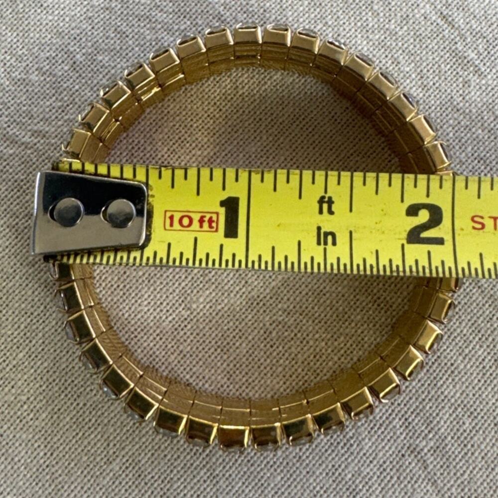 Small Stretch Rhinestone Bracelet, Gold Tone, Four Rows - Picture 2 of 3